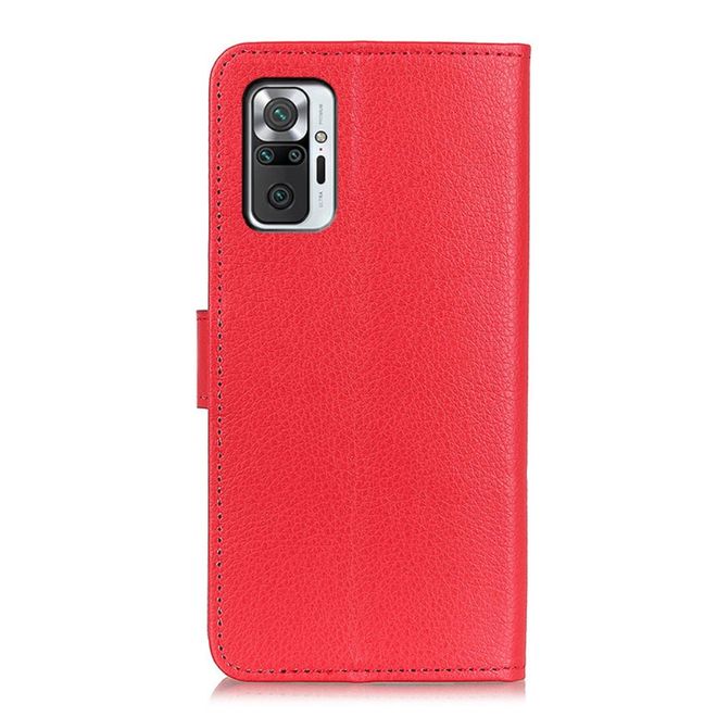 Xiaomi Redmi Note 10 Pro Handy Hülle - Litchi Leder Bookcover Series - rot