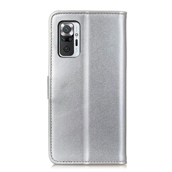 Xiaomi Redmi Note 10 Pro Handy Hülle - Classic II Leder Bookcover Series - silber