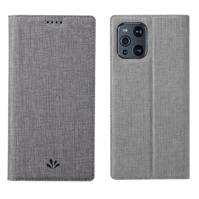Vili Dmx - Oppo Find X3 Pro Hülle - Case aus Leder - mit Standfunktion - grau