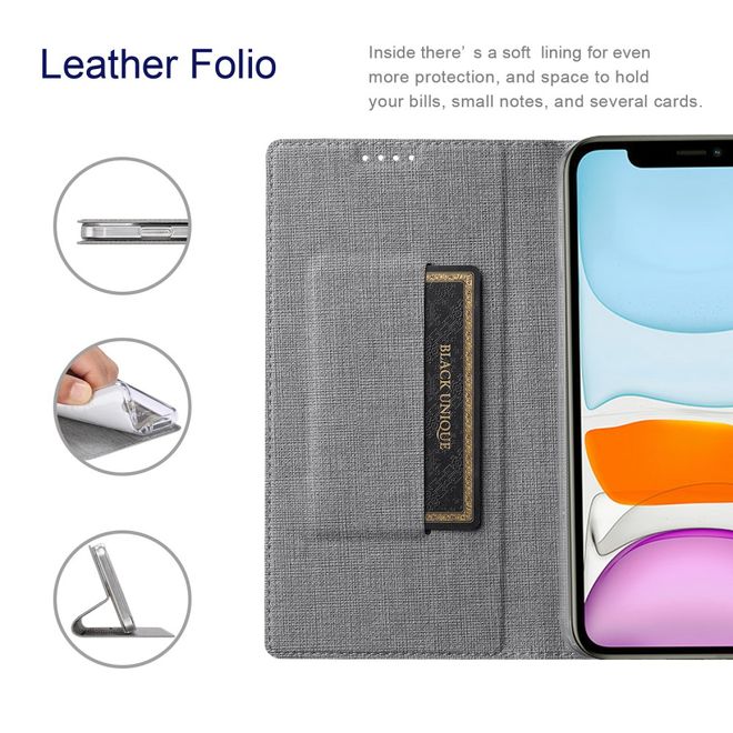Vili Dmx - Oppo Find X3 Pro Hülle - Case aus Leder - mit Standfunktion - grau
