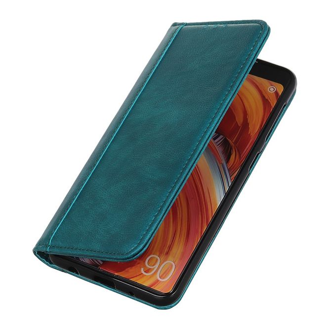 Sony Xperia 10 III Handy Hülle - Litchi V Leder Bookcover Series - grün