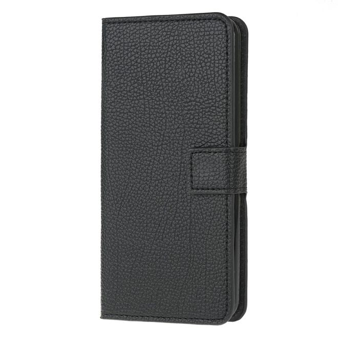 Motorola Moto G30 / G10 Handy Hülle - Litchi Leder Bookcover II Series - schwarz