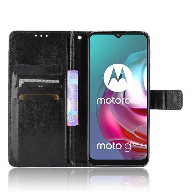 Motorola Moto G30 / G10 Handyhülle - Crazy Horse III Leder Series Case - schwarz