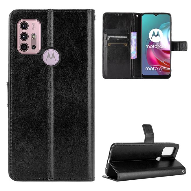 Motorola Moto G30 / G10 Handyhülle - Crazy Horse III Leder Series Case - schwarz