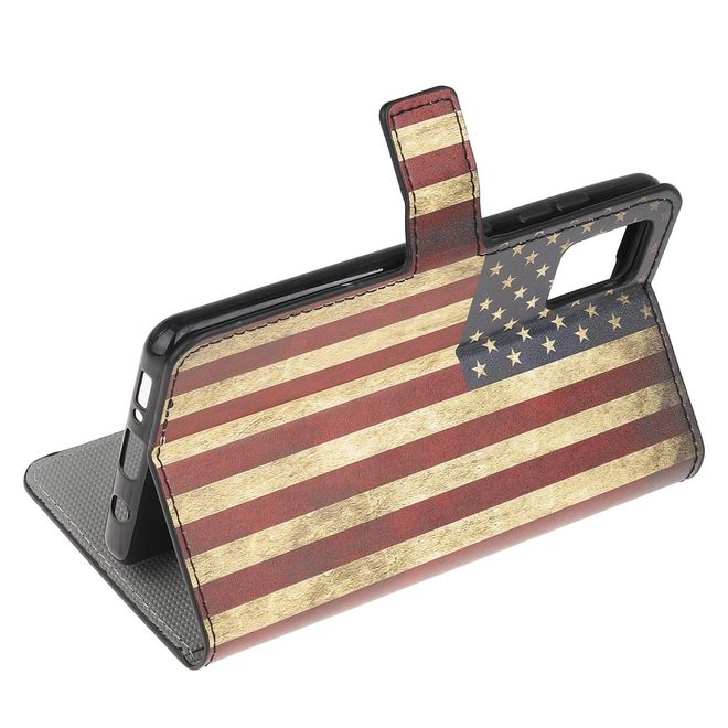Xiaomi Redmi Note 10S / Redmi Note 10 4G Handy Hülle - Leder Bookcover Image Series - Retro USA Flagge