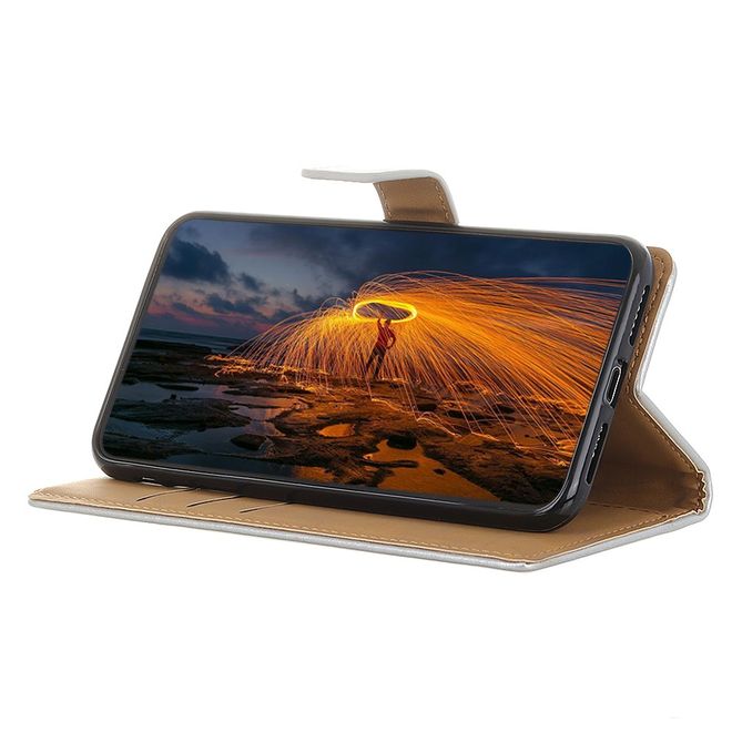 Xiaomi Redmi Note 10S / Redmi Note 10 4G Handy Hülle - Classic II Leder Bookcover Series - silber