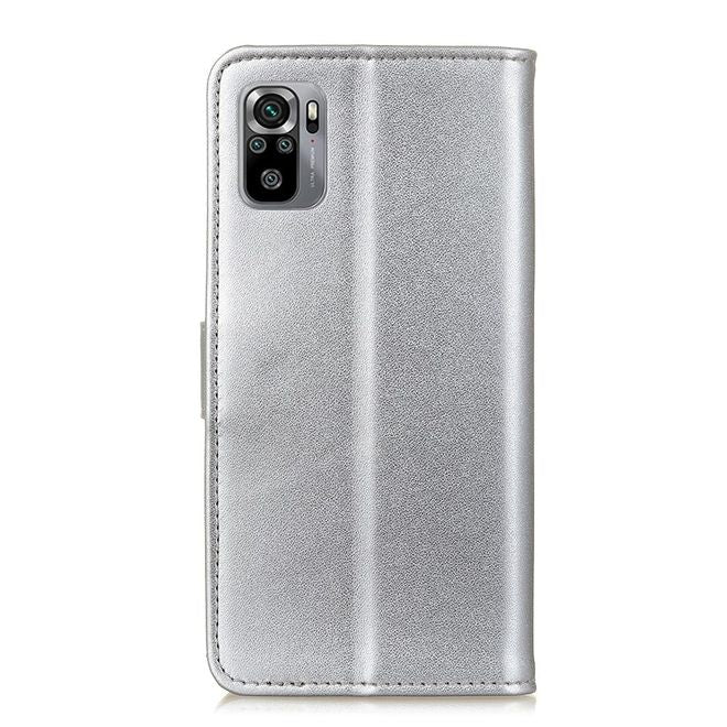 Xiaomi Redmi Note 10S / Redmi Note 10 4G Handy Hülle - Classic II Leder Bookcover Series - silber