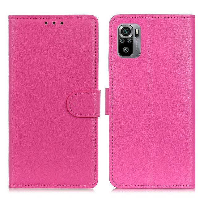 Xiaomi Redmi Note 10S / Redmi Note 10 4G Handy Hülle - Litchi Leder Bookcover Series - rosa