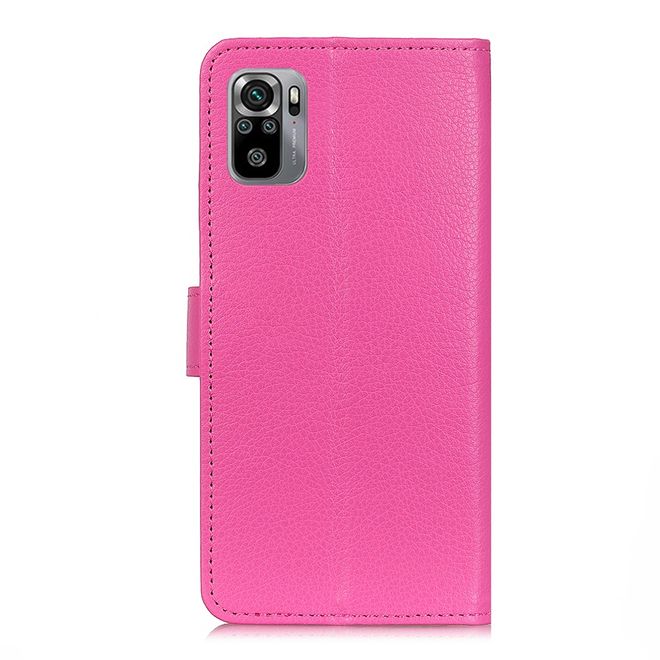 Xiaomi Redmi Note 10S / Redmi Note 10 4G Handy Hülle - Litchi Leder Bookcover Series - rosa