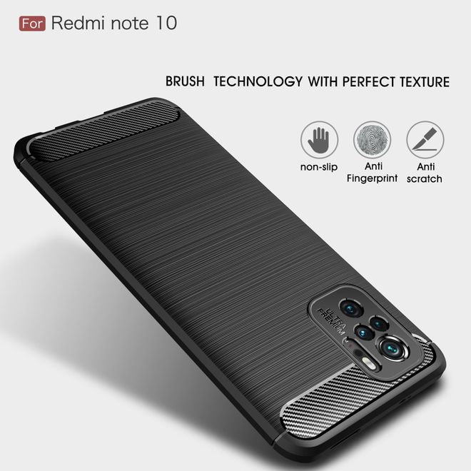 Xiaomi Redmi Note 10S / Redmi Note 10 4G Handyhülle - Carbon Fiber TPU Softcase Series - rot