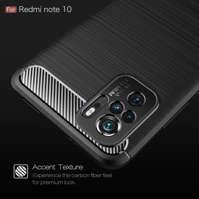 Xiaomi Redmi Note 10S / Redmi Note 10 4G Handyhülle - Carbon Fiber TPU Softcase Series - rot