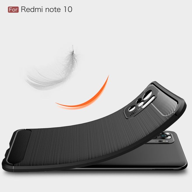 Xiaomi Redmi Note 10S / Redmi Note 10 4G Handyhülle - Carbon Fiber TPU Softcase Series - rot