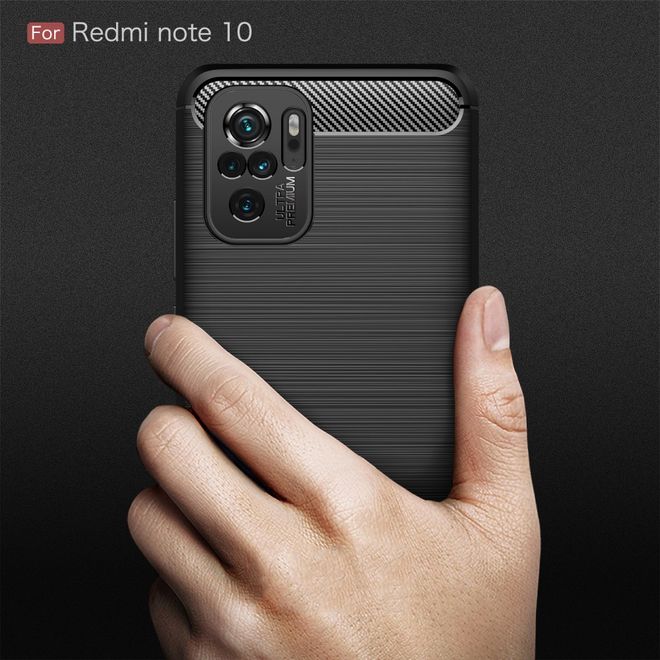 Xiaomi Redmi Note 10S / Redmi Note 10 4G Handyhülle - Carbon Fiber TPU Softcase Series - rot