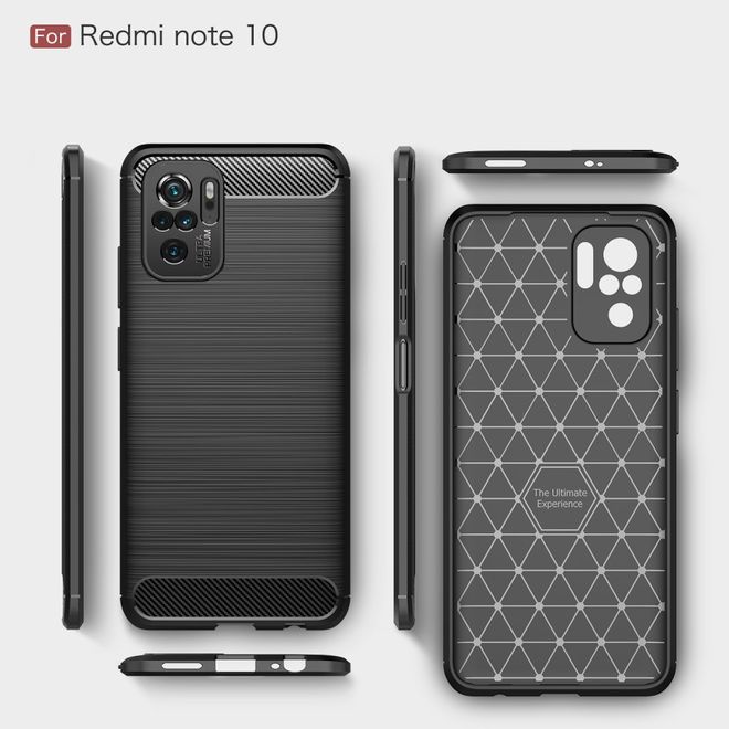 Xiaomi Redmi Note 10S / Redmi Note 10 4G Handyhülle - Carbon Fiber TPU Softcase Series - rot