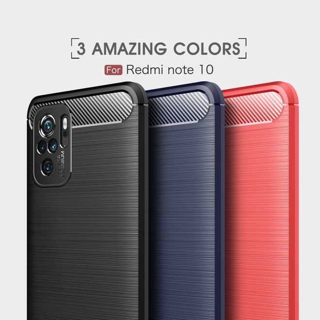 Xiaomi Redmi Note 10S / Redmi Note 10 4G Handyhülle - Carbon Fiber TPU Softcase Series - rot