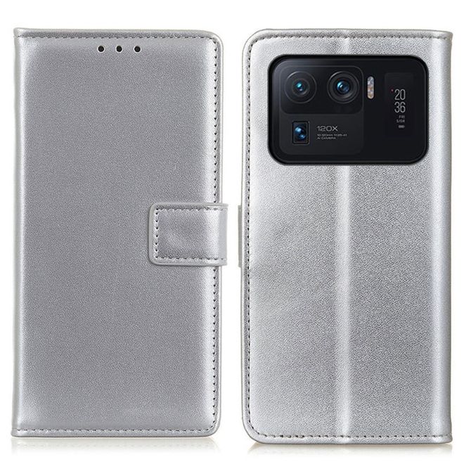 Xiaomi Mi 11 Ultra Handy Hülle - Classic II Leder Bookcover Series - silber