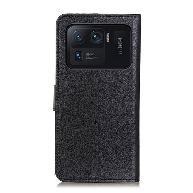 Xiaomi Mi 11 Ultra Handy Hülle - Litchi Leder Bookcover Series - schwarz