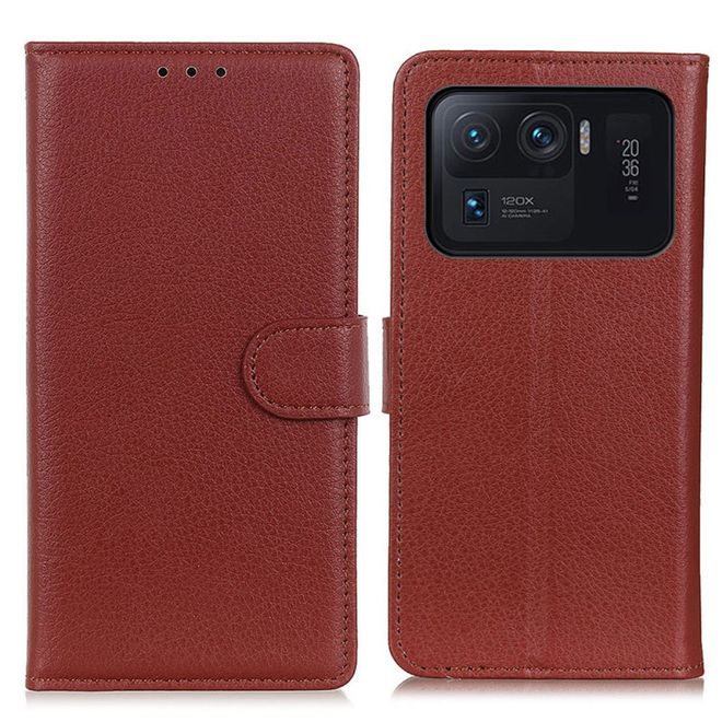 Xiaomi Mi 11 Ultra Handy Hülle - Litchi Leder Bookcover Series - braun