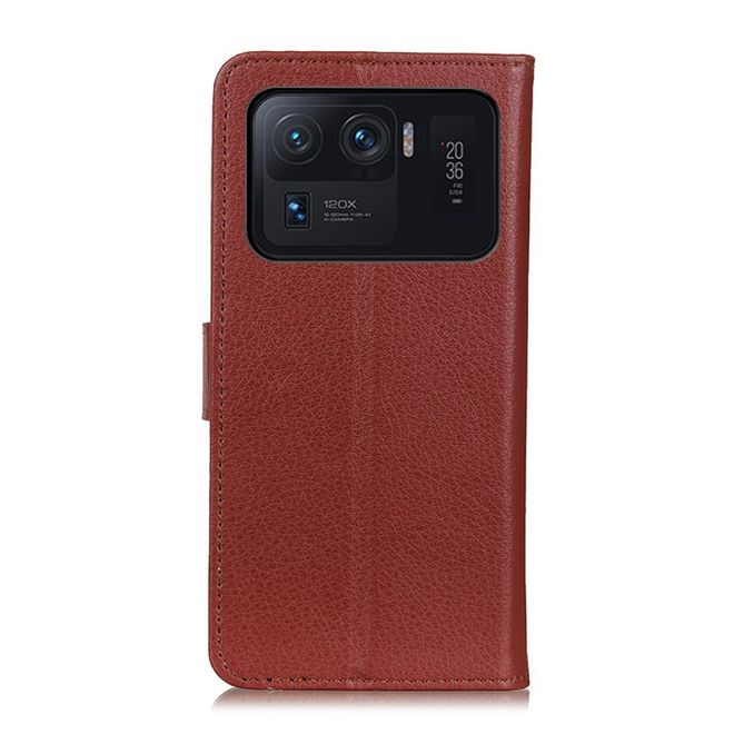 Xiaomi Mi 11 Ultra Handy Hülle - Litchi Leder Bookcover Series - braun