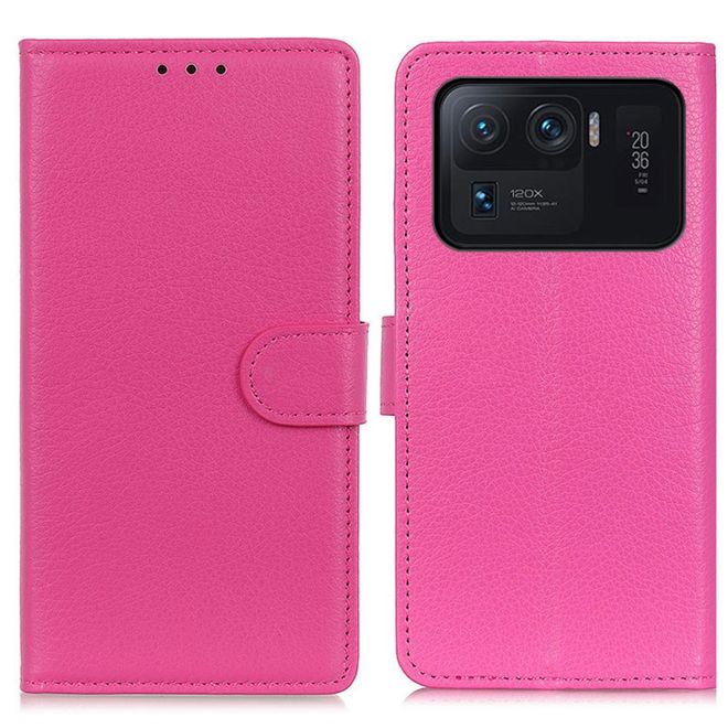 Xiaomi Mi 11 Ultra Handy Hülle - Litchi Leder Bookcover Series - rosa