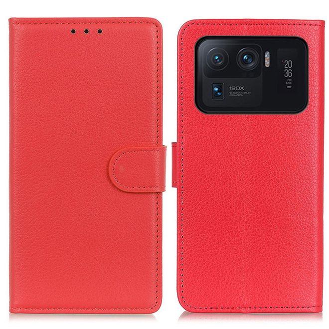 Xiaomi Mi 11 Ultra Handy Hülle - Litchi Leder Bookcover Series - rot