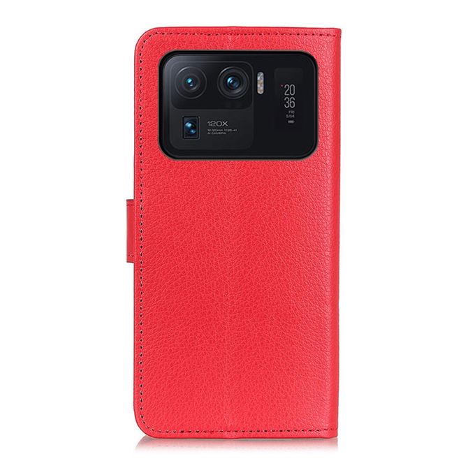 Xiaomi Mi 11 Ultra Handy Hülle - Litchi Leder Bookcover Series - rot