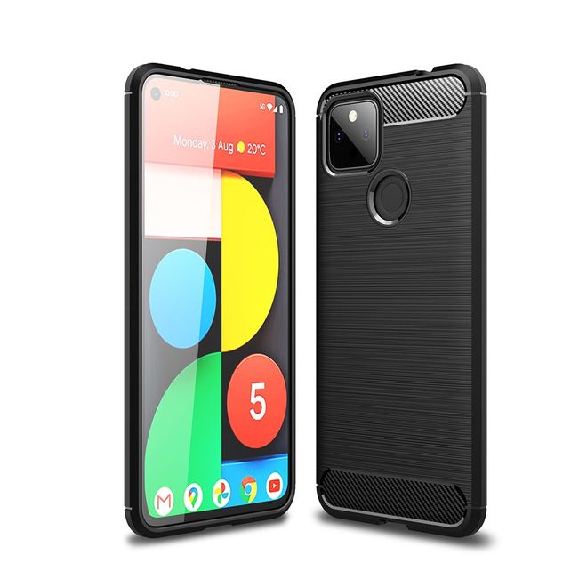 Google Pixel 5a Handyhülle - Carbon Fiber TPU Softcase Series - schwarz
