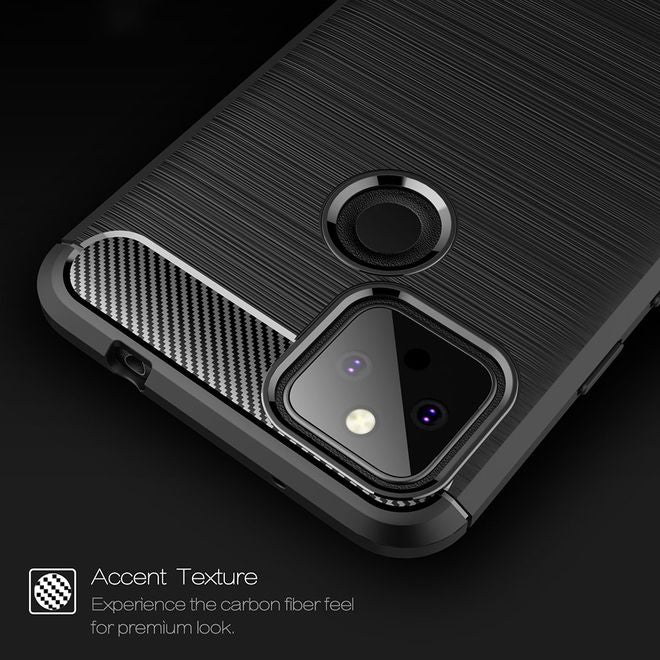 Google Pixel 5a Handyhülle - Carbon Fiber TPU Softcase Series - schwarz