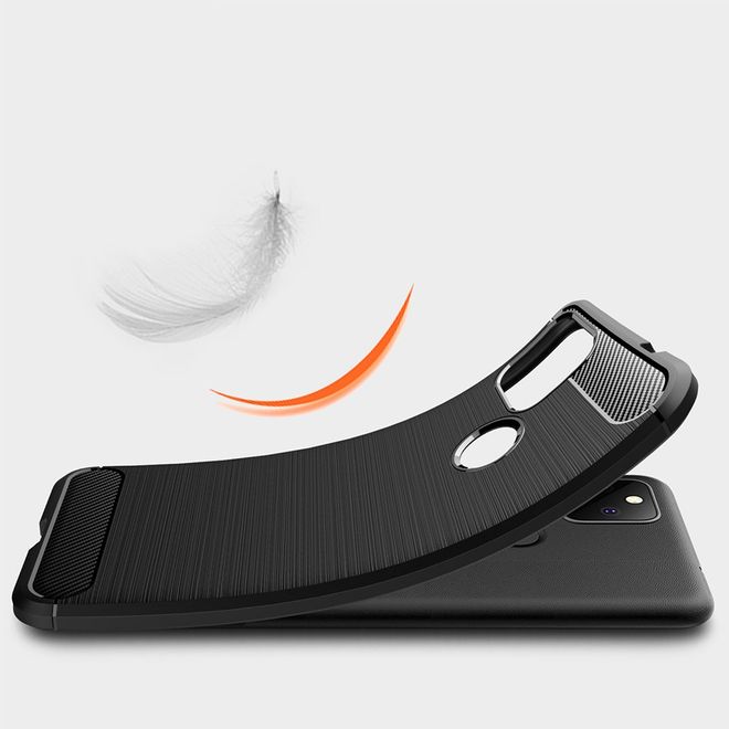 Google Pixel 5a Handyhülle - Carbon Fiber TPU Softcase Series - schwarz