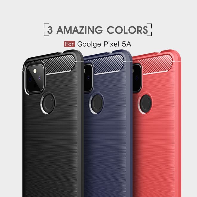 Google Pixel 5a Handyhülle - Carbon Fiber TPU Softcase Series - schwarz