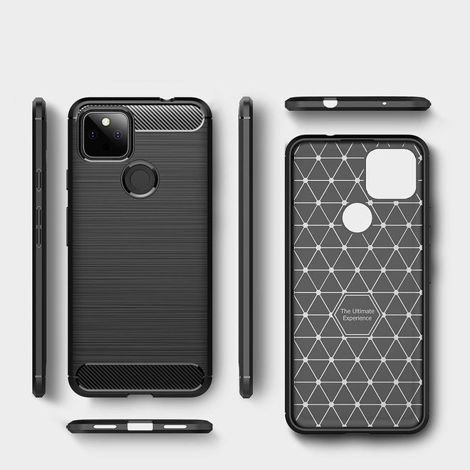 Google Pixel 5a Handyhülle - Carbon Fiber TPU Softcase Series - schwarz