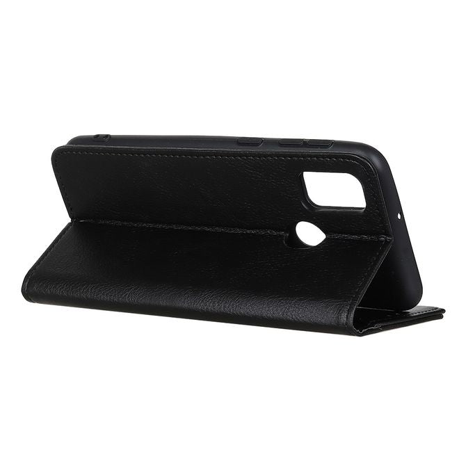 Google Pixel 5a Handy Hülle - Litchi V Leder Bookcover Series - schwarz