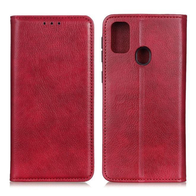 Google Pixel 5a Handy Hülle - Litchi V Leder Bookcover Series - rot