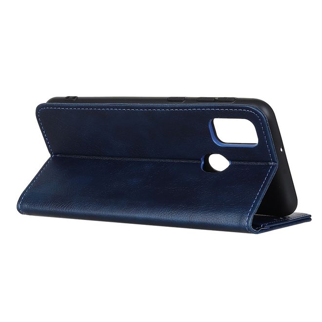 Google Pixel 5a Handy Hülle - Litchi V Leder Bookcover Series - blau