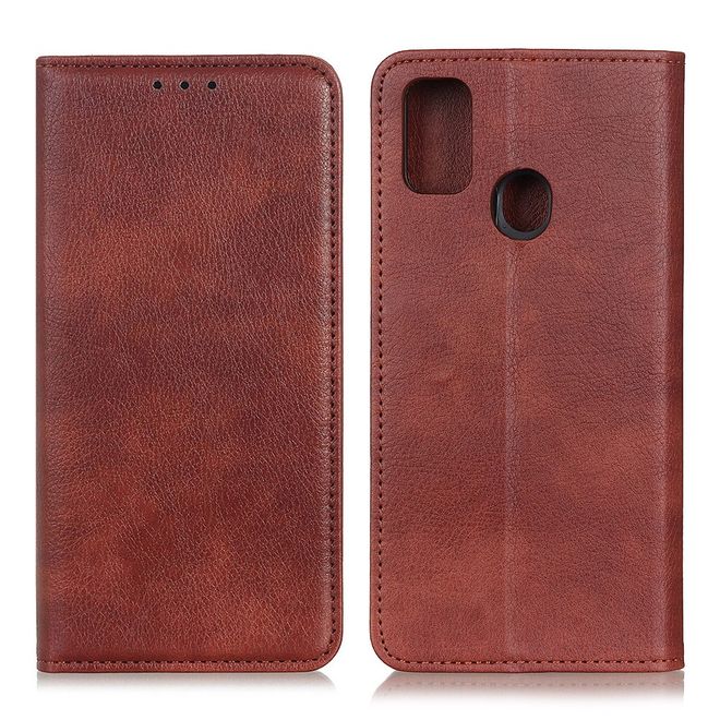 Google Pixel 5a Handy Hülle - Litchi V Leder Bookcover Series - braun