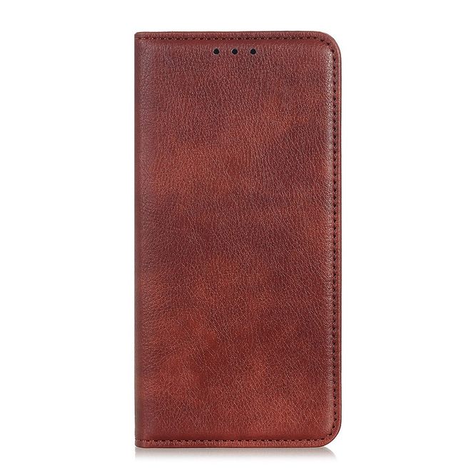 Google Pixel 5a Handy Hülle - Litchi V Leder Bookcover Series - braun