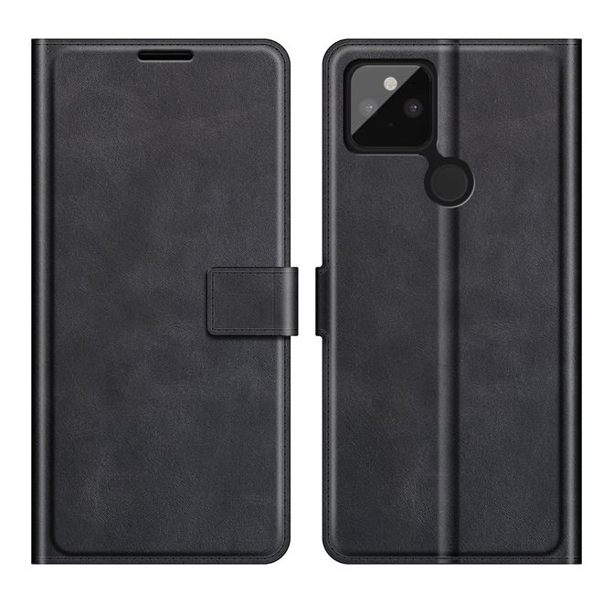 Google Pixel 5a Handy Hülle - Classic II Leder Bookcover Series - schwarz