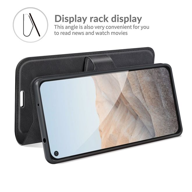 Google Pixel 5a Handy Hülle - Classic II Leder Bookcover Series - schwarz