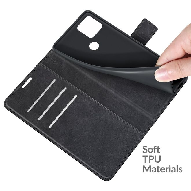 Google Pixel 5a Handy Hülle - Classic II Leder Bookcover Series - schwarz