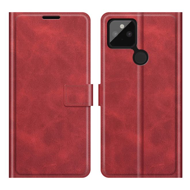 Google Pixel 5a Handy Hülle - Classic II Leder Bookcover Series - rot