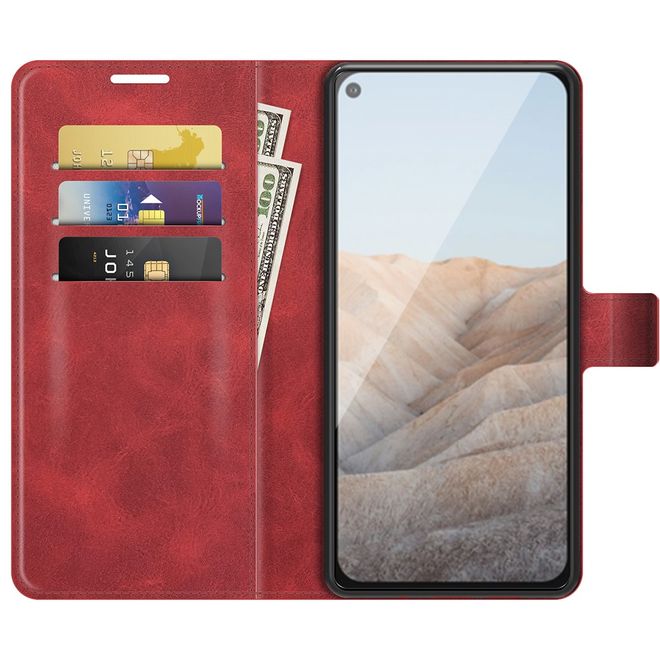 Google Pixel 5a Handy Hülle - Classic II Leder Bookcover Series - rot