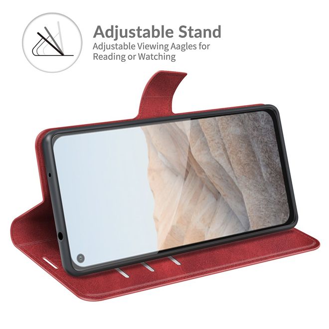 Google Pixel 5a Handy Hülle - Classic II Leder Bookcover Series - rot