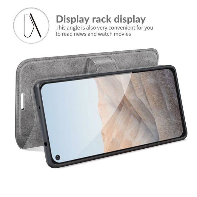 Google Pixel 5a Handy Hülle - Classic II Leder Bookcover Series - grau