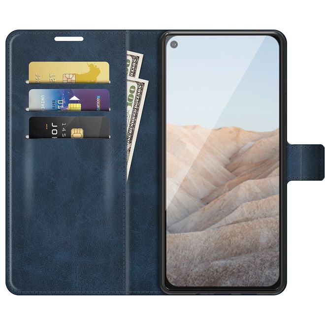 Google Pixel 5a Handy Hülle - Classic II Leder Bookcover Series - blau