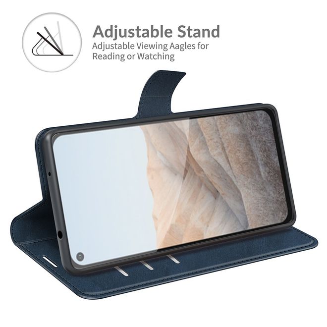 Google Pixel 5a Handy Hülle - Classic II Leder Bookcover Series - blau