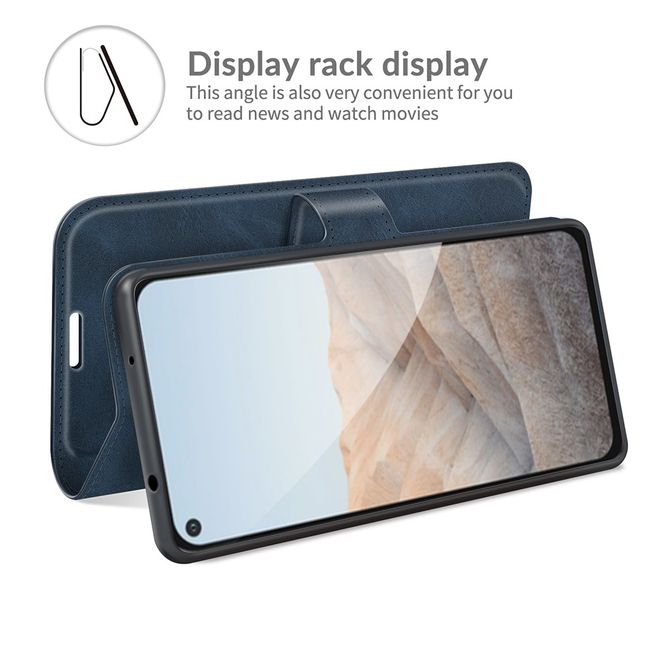 Google Pixel 5a Handy Hülle - Classic II Leder Bookcover Series - blau