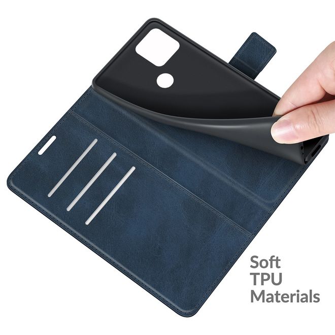 Google Pixel 5a Handy Hülle - Classic II Leder Bookcover Series - blau