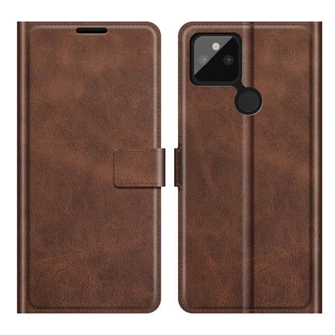 Google Pixel 5a Handy Hülle - Classic II Leder Bookcover Series - braun
