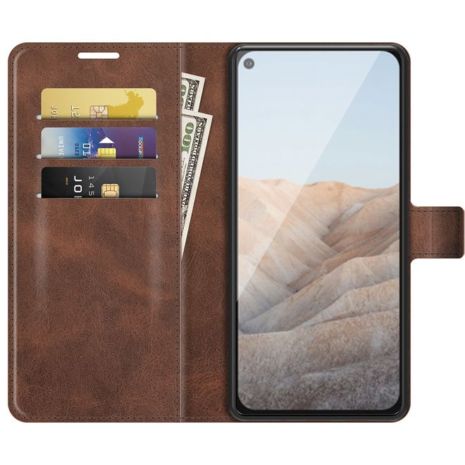 Google Pixel 5a Handy Hülle - Classic II Leder Bookcover Series - braun