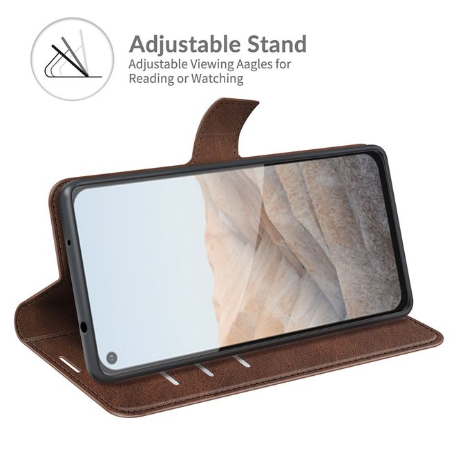 Google Pixel 5a Handy Hülle - Classic II Leder Bookcover Series - braun